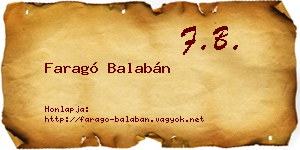Faragó Balabán névjegykártya